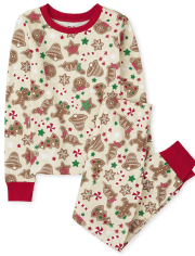 Unisex Kids Gingerbread Cookie Snug Fit Cotton Pajamas