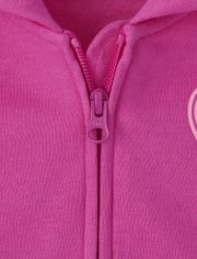 Girls Rainbow Heart Fleece Zip Up Hoodie