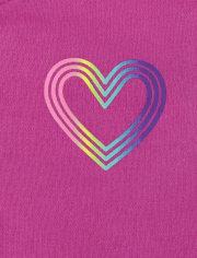 Girls Rainbow Heart Fleece Zip Up Hoodie