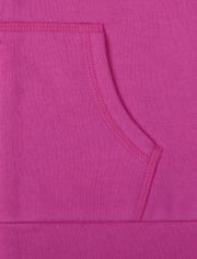 Girls Rainbow Heart Fleece Zip Up Hoodie