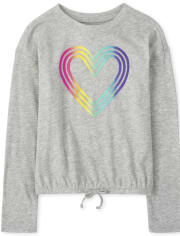 Girls Graphic Tie Front Top