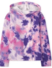 Girls Tie Dye Fleece Boxy Hoodie