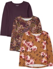 Girls Floral High Low Top 3-Pack