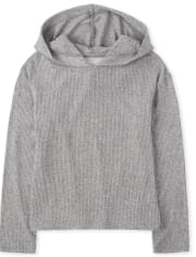 Girls Ribbed Hooded Top