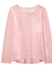 T-shirt basique à superposition rayé pour fille
