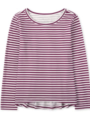 T-shirt basique à superposition rayé pour fille