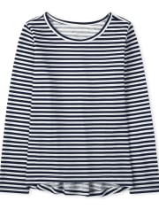 T-shirt basique à superposition rayé pour fille