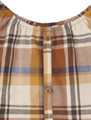 Womens Matching Family Plaid Tie Front Top