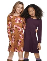 Pack de 2 vestidos skater florales para niña
