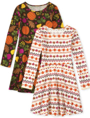 Girls Print Everyday Dress 2-Pack