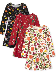 Lot de 3 robes patineuses des fêtes pour filles