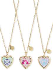Lot de 3 colliers médaillons tie-dye BFF pour filles