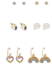 Girls Rainbow Earrings 6-Pack