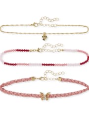Girls Butterfly Choker Necklace 3-Pack