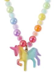Girls Rainbow Unicorn Beaded Necklace And Bracelet Set