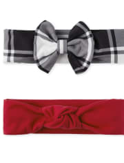Toddler Girls Plaid Bow Headwrap 2-Pack