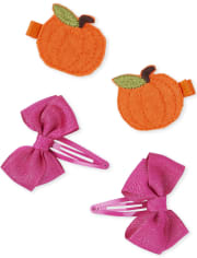 Girls Pumpkin Hair Clip 4-Pack