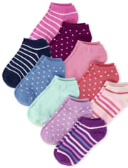 Girls Striped Ankle Socks 10-Pack