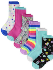 Girls Doodle Crew Socks 6-Pack