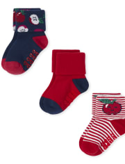 Toddler Girls Apple Turn Cuff Socks 3-Pack
