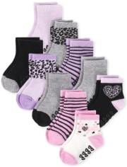 Toddler Girls Leopard Midi Socks 10-Pack