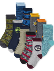 Boys Camo Crew Socks 10-Pack