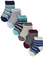 Lot de 6 chaussettes mi-longues rayées pour tout-petit garçon