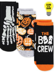 Paquete de 3 calcetines unisex Glow Halloween Midi para niños pequeños