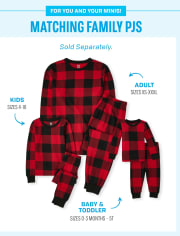 Unisex Kids Matching Family Thermal Buffalo Plaid Snug Fit Cotton Pajamas