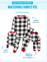 Pijama de algodón unisex para bebés y niños pequeños a juego con la familia a cuadros térmicos de búfalo