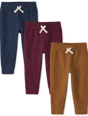 Baby And Toddler Boys Marled Fleece Jogger Pants 3-Pack