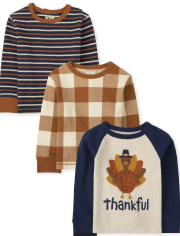 Toddler Boys Turkey Thermal Top 3-Pack