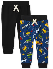 Baby And Toddler Boys Construction Fleece Jogger Pants 2-Pack