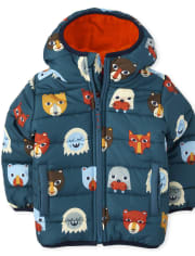 Toddler Boys Animal Puffer Jacket