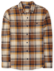 Mens Matching Family Plaid Flannel Button Down Shirt