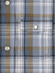 Boys Plaid Poplin Button Up Shirt