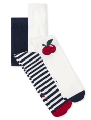 Toddler Girls Apple Tights 2-Pack