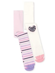 Pack de 2 medias con corazones para niñas pequeñas