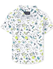 Baby And Toddler Boys Doodle Poplin Button Down Shirt