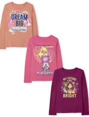 Paquete de 3 camisetas con gráfico de educación para niñas
