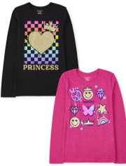 Girls Princess Graphic Tee 2-Pack