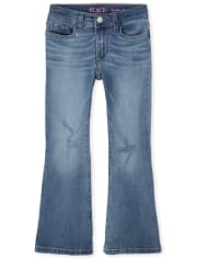 Girls Distressed Flare Jeans