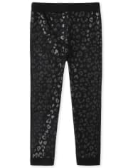 Girls Leopard Fleece Lined Leggings