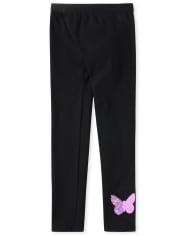 Girls Flip Sequin Butterfly Fleece Lined Leggings