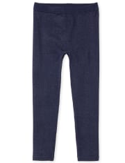 Girls Faux Denim Fleece Lined Leggings