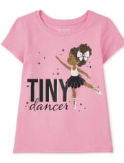Camiseta con gráfico de bailarina pequeña para bebés y niñas pequeñas