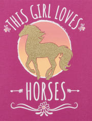 Paquete de 2 camisetas con estampado de caballo para niñas pequeñas y bebés