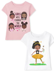 Pack de 2 camisetas estampadas para niñas pequeñas y bebés