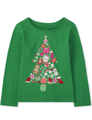Baby And Toddler Girls Christmas Tree Graphic Tee