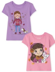 Toddler Girls Girl Graphic Tee 2-Pack